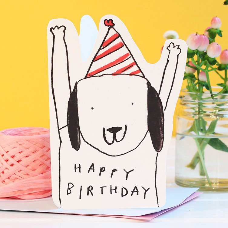 Laura Skilbeck Cut-Out Dog Hat Happy Birthday Card