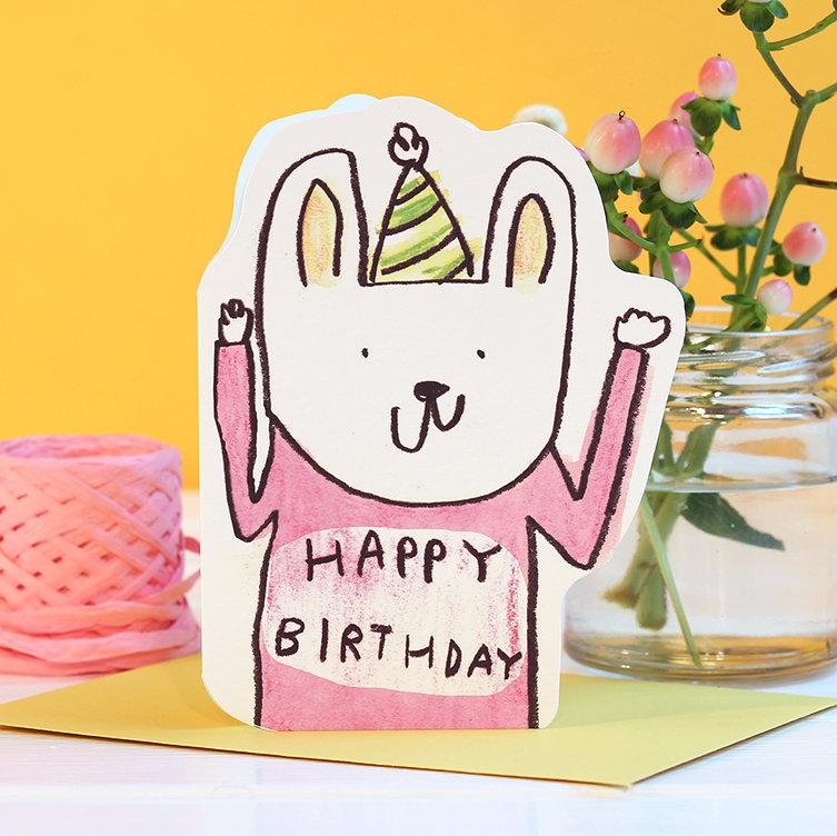 Laura Skilbeck Cut-Out Rabbit Happy Birthday Card