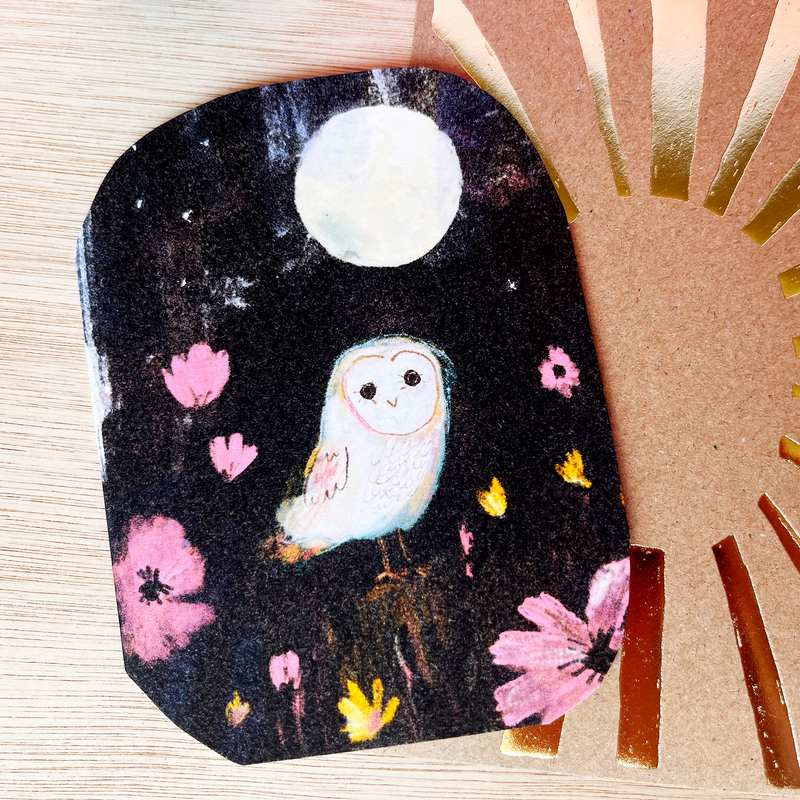 Laura Skilbeck Little Wonder Moon Owl Round Card