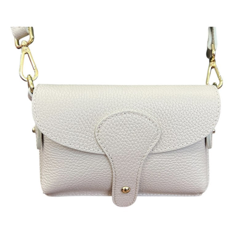 Leather Mini Crossbody Handbag in Cream main