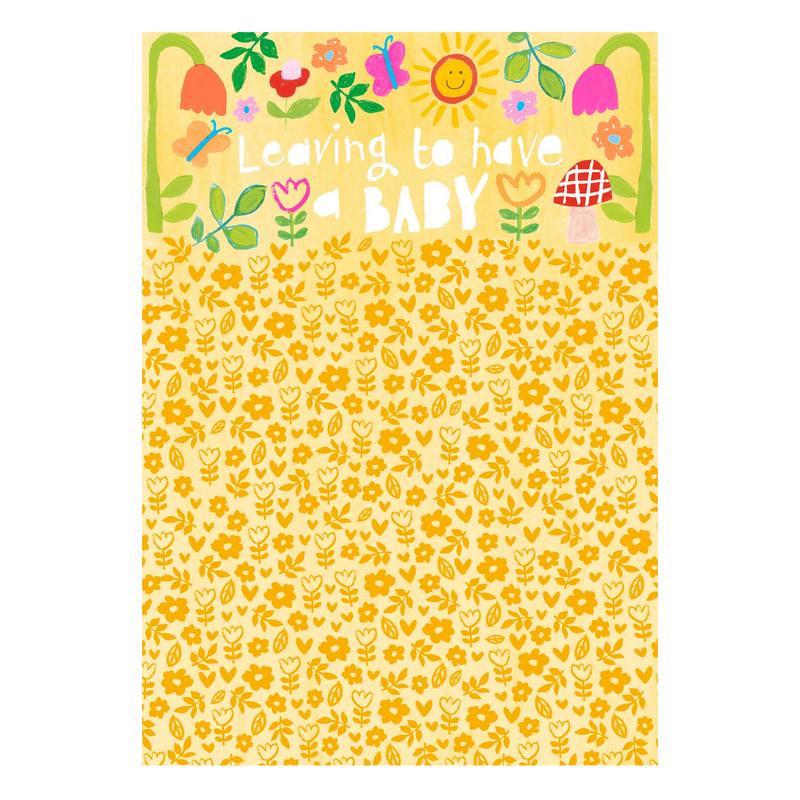 Leaving To Have A Baby Mini Gold Floral Card AM2423 front