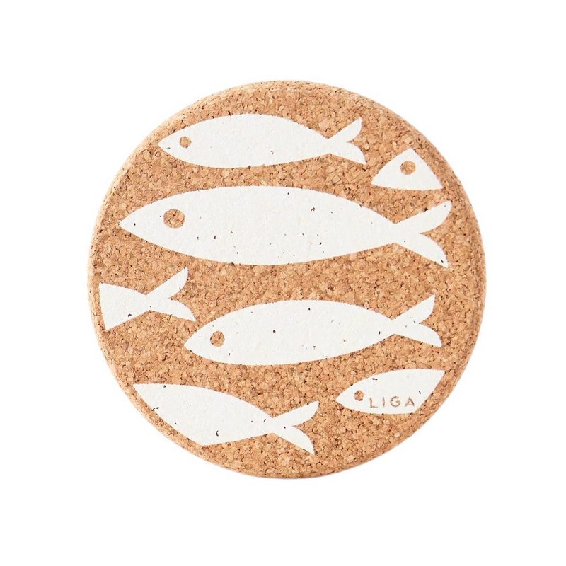 Liga Eco Living Cork Coaster Fish White CRK-CST-FIS front