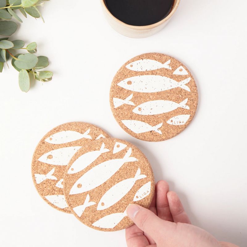Liga Eco Living Cork Coaster Fish White CRK-CST-FIS lifestyle