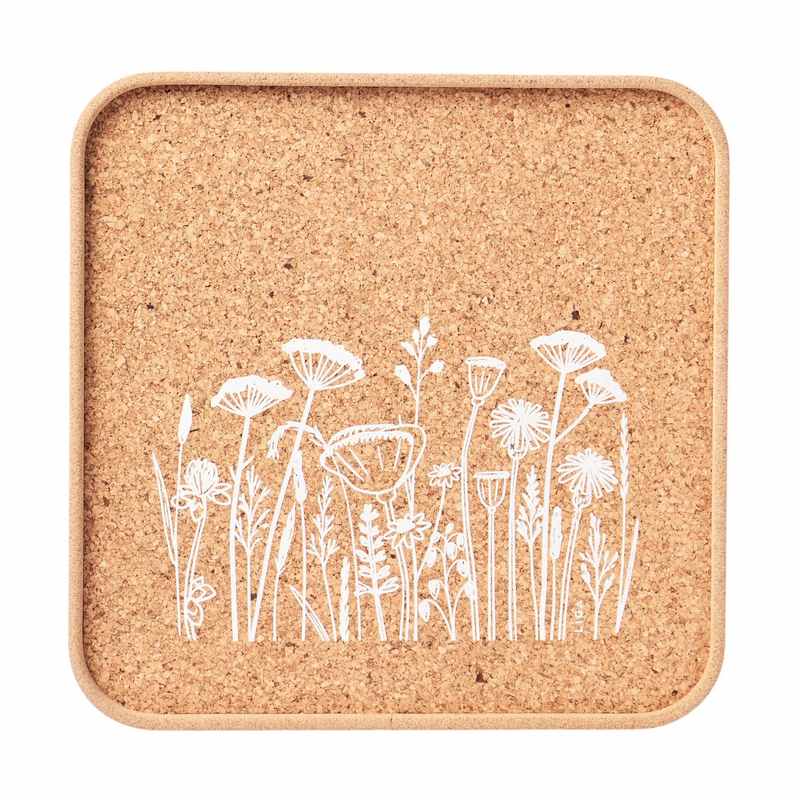 Liga Eco Living Eco Cork Tray Flowers Square CRK-SQR-TRY-FLO front