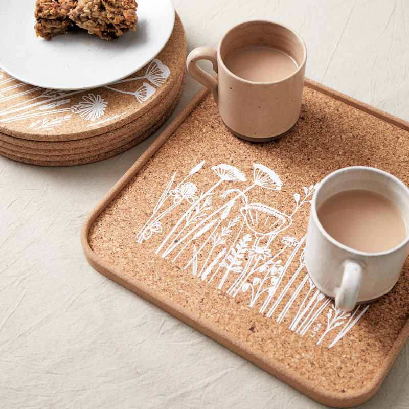 Liga Eco Living Eco Cork Tray Flowers Square CRK-SQR-TRY-FLO lifestyle