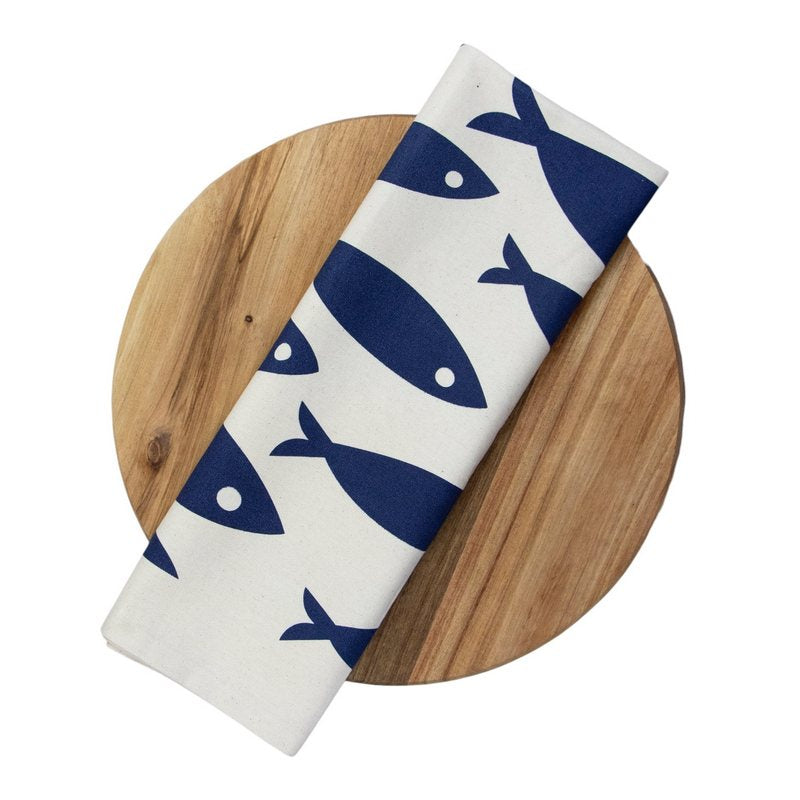 Liga Eco Living Organic Cotton Tea Towel Fish ORG-TT-FISH-NVY on board