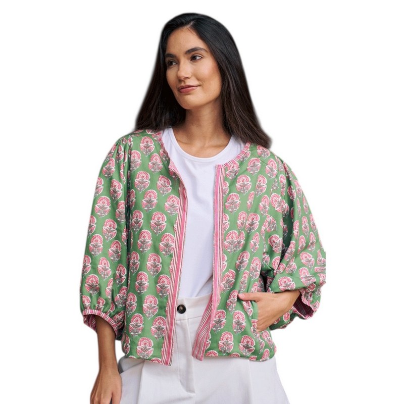 Luella Fashion Bari Jacket Printed Pattern Green on model front