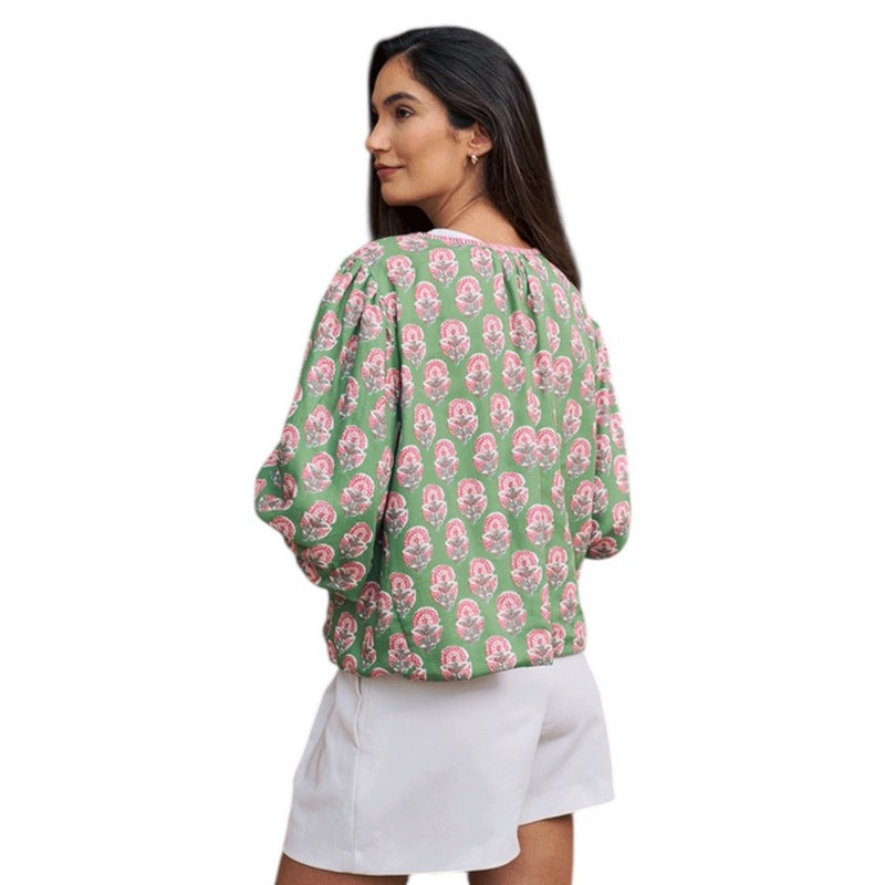 Luella Fashion Bari Jacket Printed Pattern Green on model rear