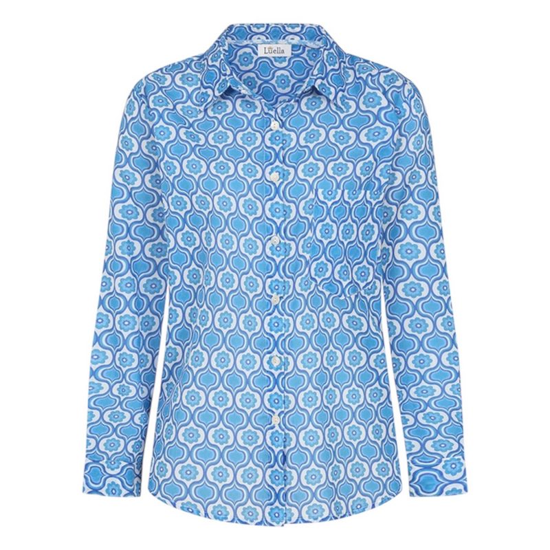 Luella Fashion Dieppe Cotton Shirt Printed Pattern Blue front
