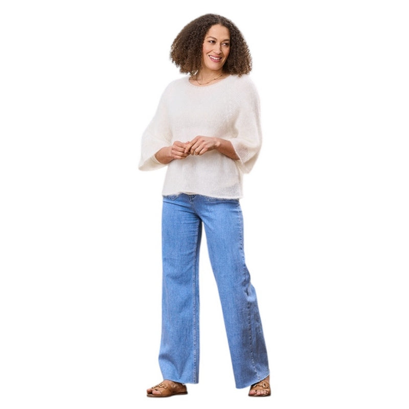 Luella Fashion Gassato Loose Weave Mohair Jumper Vanilla on model main