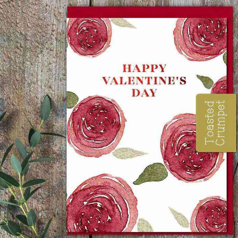 Happy Valentine's Day Painted Roses Card