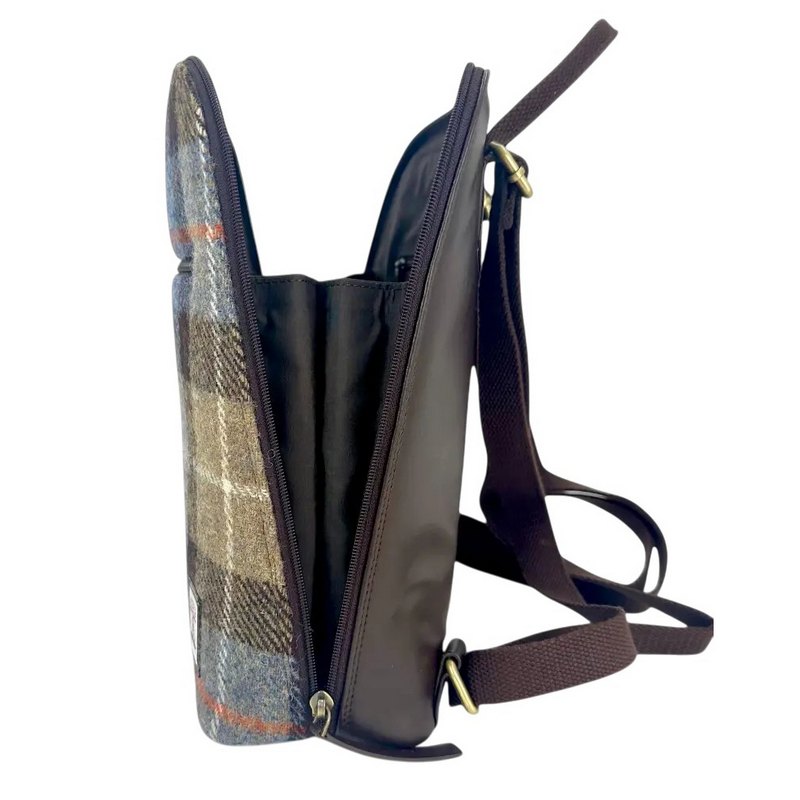 Maccessori Backpack Blue Brown Check MAC2509-TRT021 side open