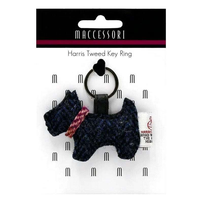 Maccessori Keyring Dog Blue Harris Tweed CB1801-SP516 on card