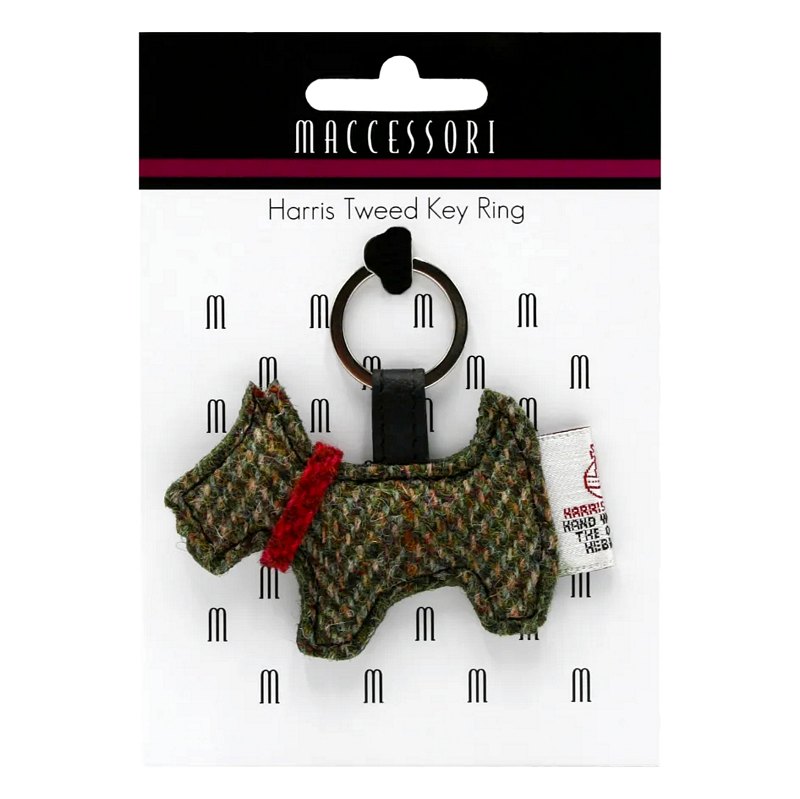 Maccessori Keyring Dog Country Green Harris Tweed CB1801-C001T on card