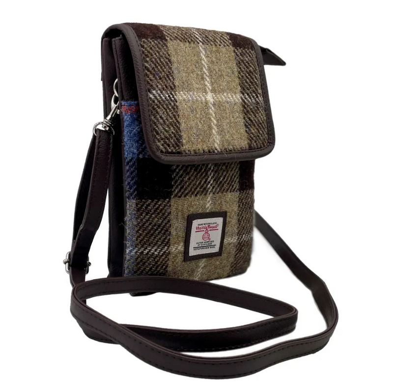 Maccessori Mini Cross Body Bag Blue and Brown Check Harris Tweed CB2201-TRT021 angle