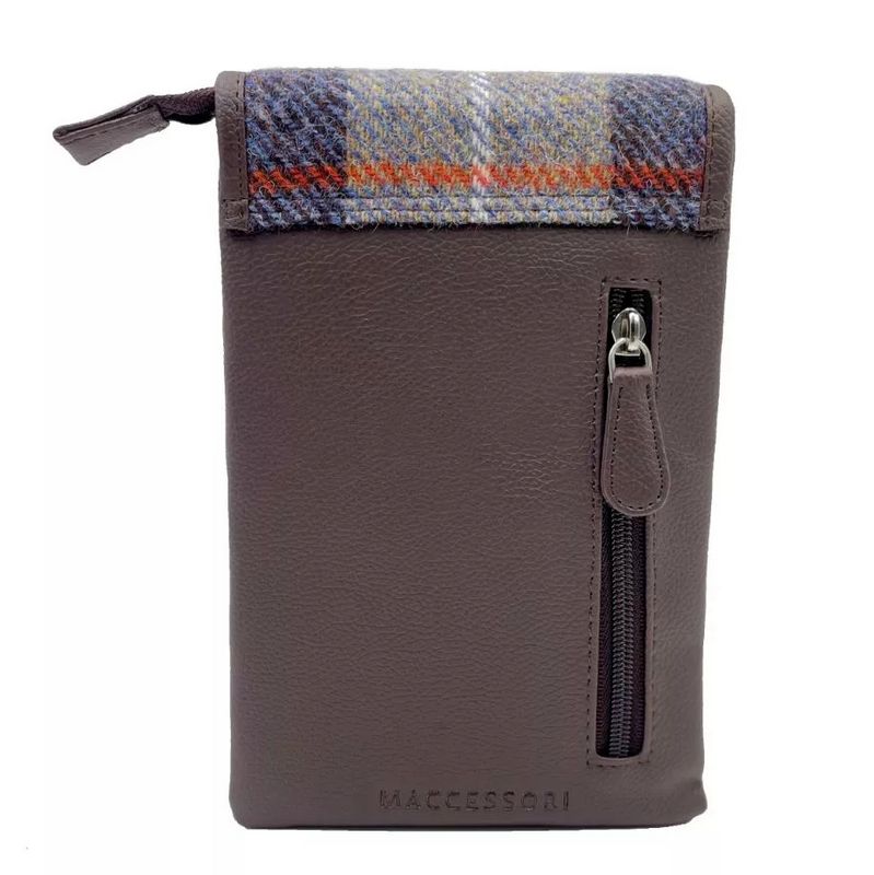 Maccessori Mini Cross Body Bag Blue and Brown Check Harris Tweed CB2201-TRT021 back