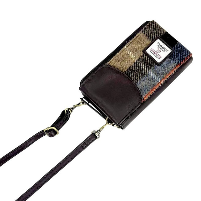 Maccessori Phone Purse Blue and Brown Check MAC2511 with strap