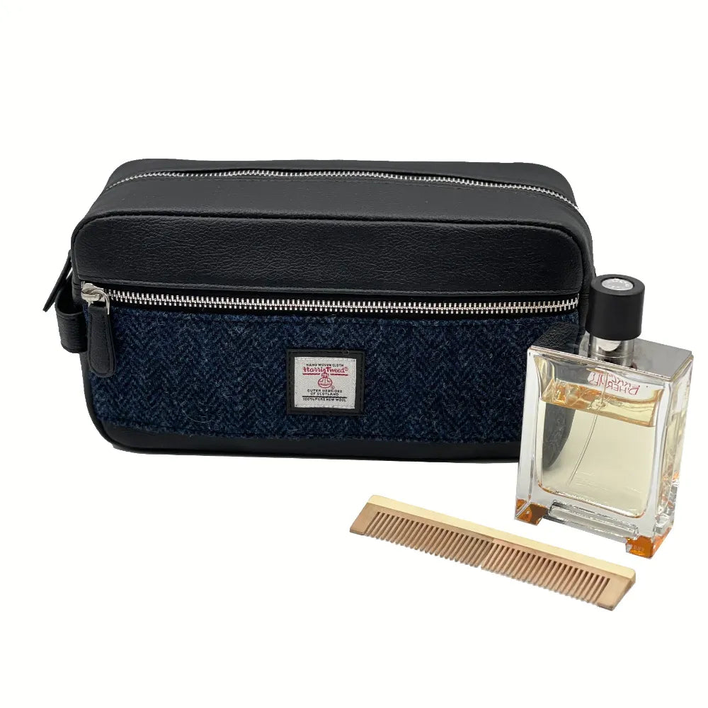Maccessori Wash Bag Blue Tweed front lifestyle