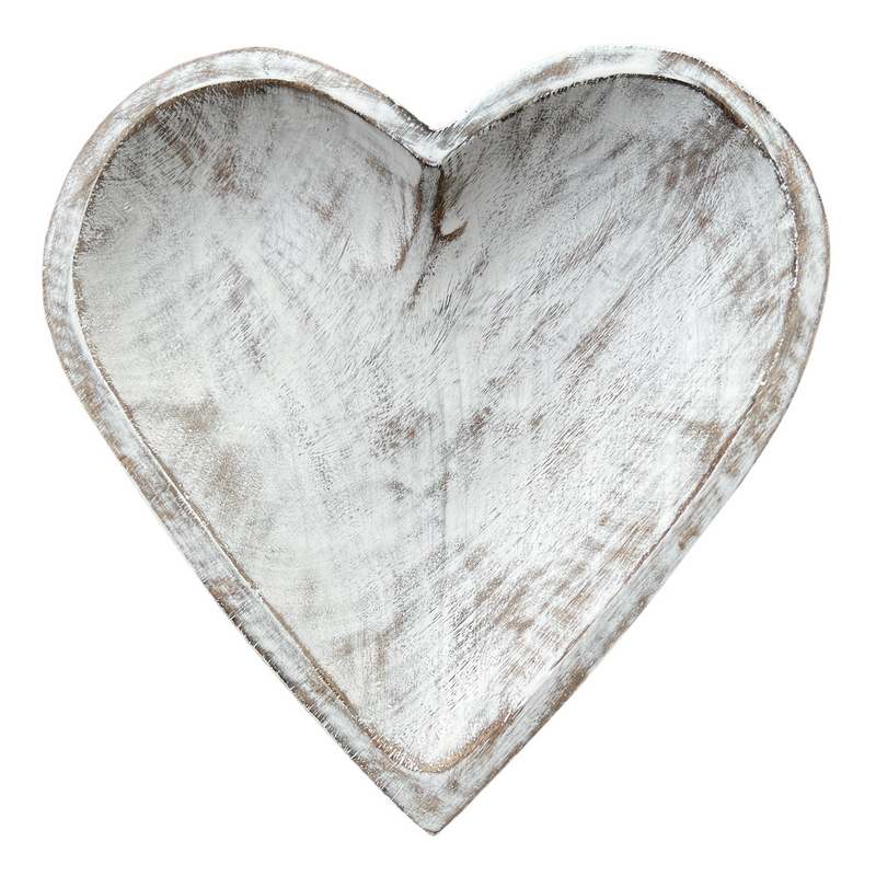 Mango Wood Heart Shaped Platter Antique White main
