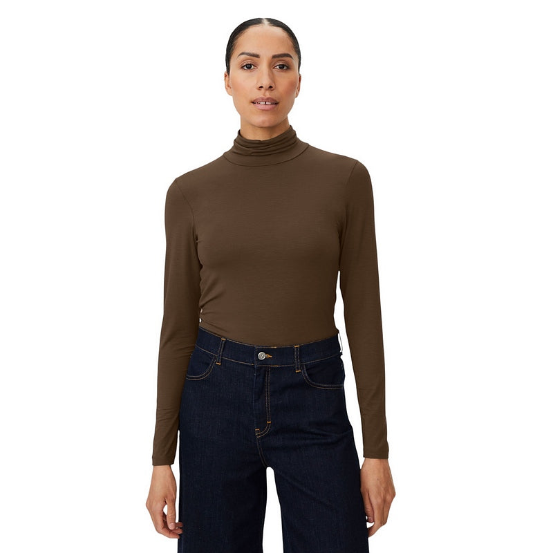 Masai Clothing Brooklyn Jersey Long-sleeved Top Slate Black 1011885-4116S on model front