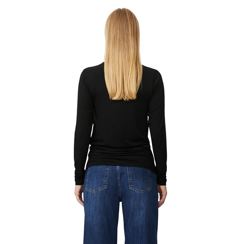 Masai Clothing Brooklyn Jersey Top in Black 1011885-0001S on model rear