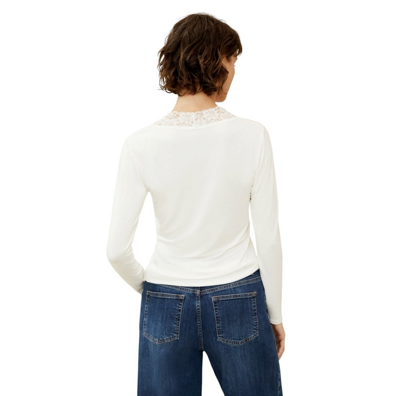 Masai Clothing Dionius Shaped Top in Cream 1011870-1001S on model rear