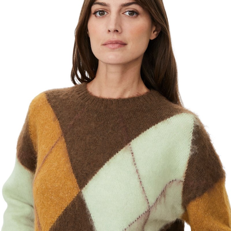 Masai Clothing Finley Mohair Blend Knitted Jumper Slate Black 1012826-4116P on model close-up