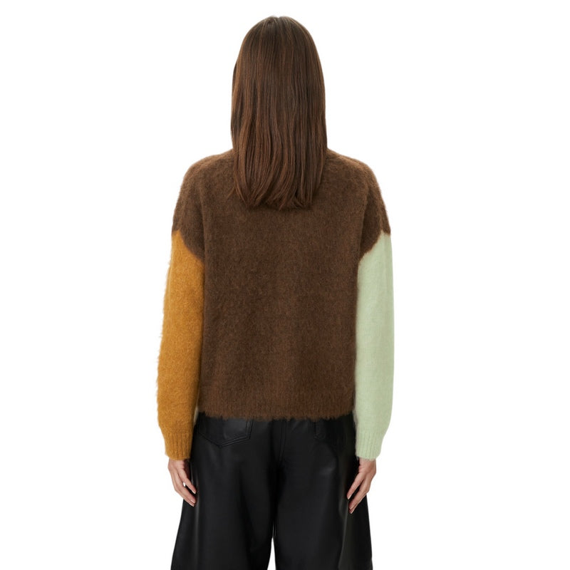 Masai Clothing Finley Mohair Blend Knitted Jumper Slate Black 1012826-4116P on model rear