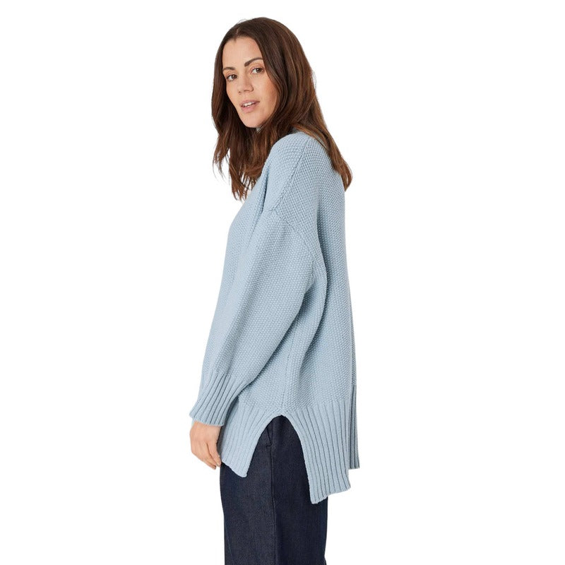 Masai Clothing Frydah Cotton Mix Jumper Blue Fog 1009471-2008S on model side