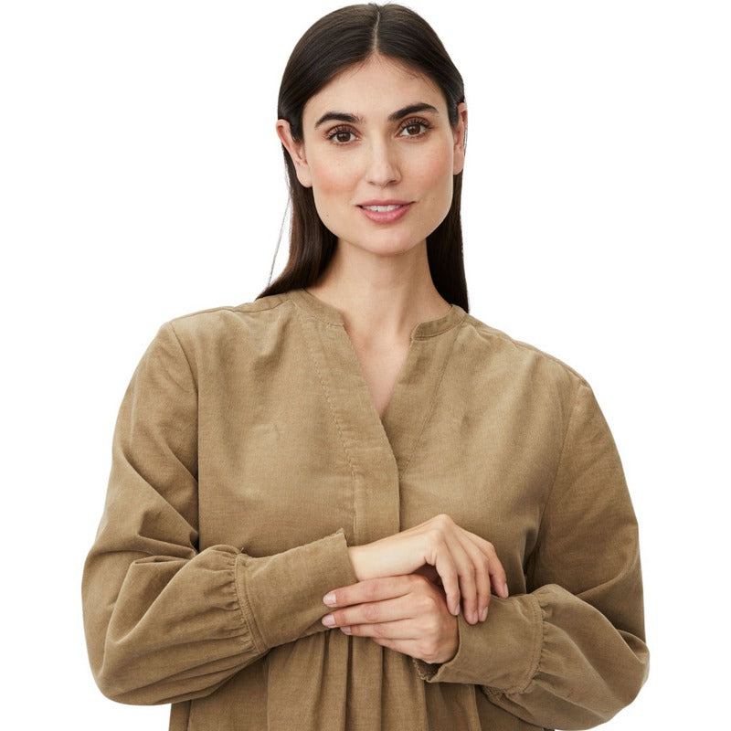 Masai Clothing Gira Baby Corduroy Tunic Petrified Oak 1013136-4101S on model close-up