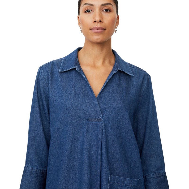 Masai Clothing Gisobela Tunic Dark Denim 1011966-2105S on model close-up