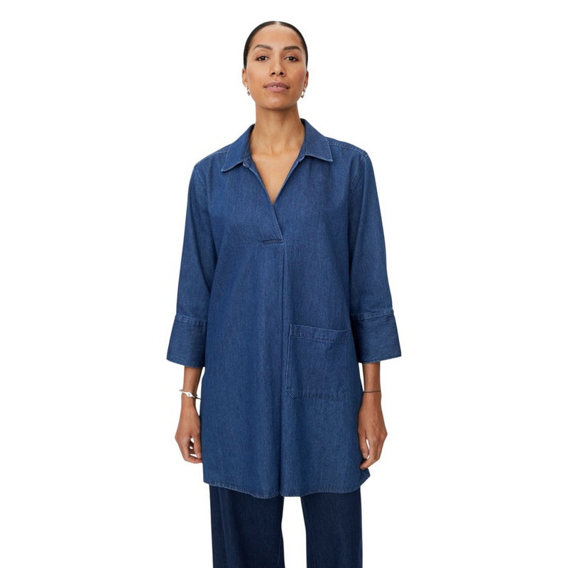 Masai Clothing Gisobela Tunic Dark Denim 1011966-2105S on model front