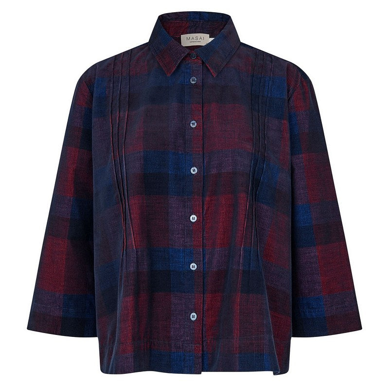 Masai Clothing Ibilisan Shirt Dress Blue Check 1012918-2084P front