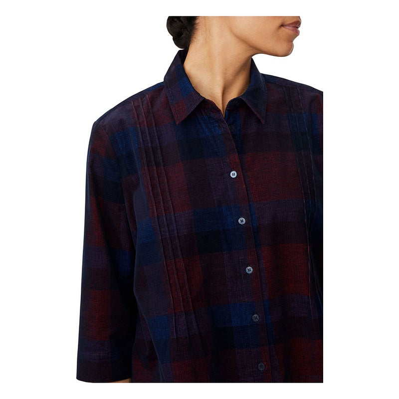 Masai Clothing Ibilisan Shirt Dress Blue Check 1012918-2084P on model close-up
