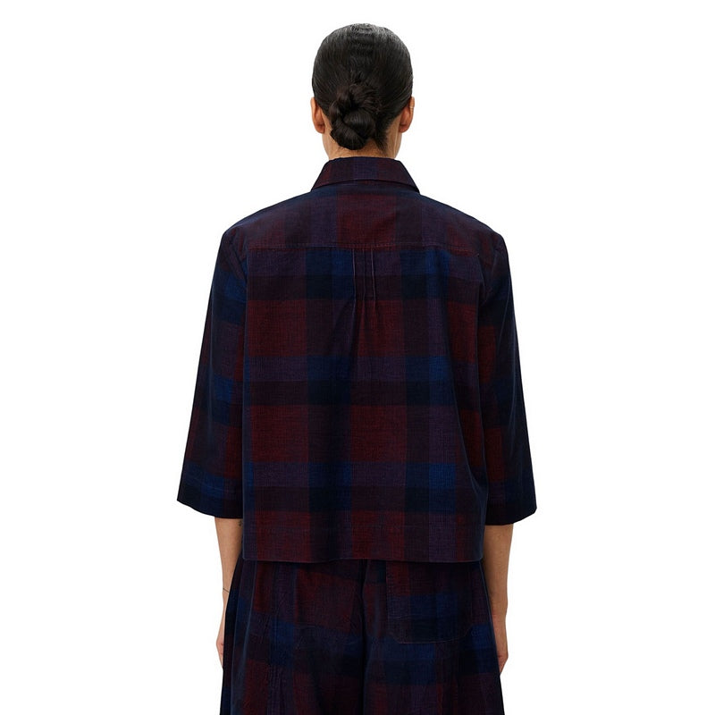 Masai Clothing Ibilisan Shirt Dress Blue Check 1012918-2084P on model rear