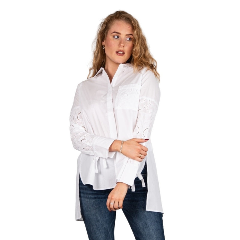 Masai Clothing Idelina Shirt in White 1008658-1000S on model front