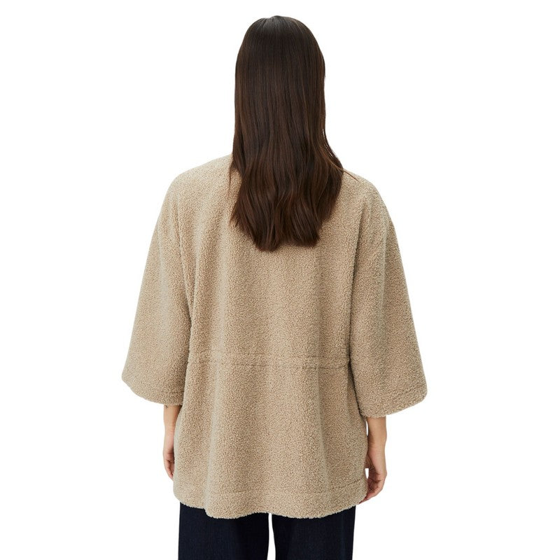 Masai Clothing Jadirina Teddy Fleece Plaza Taupe 1012771-4080S on model rear