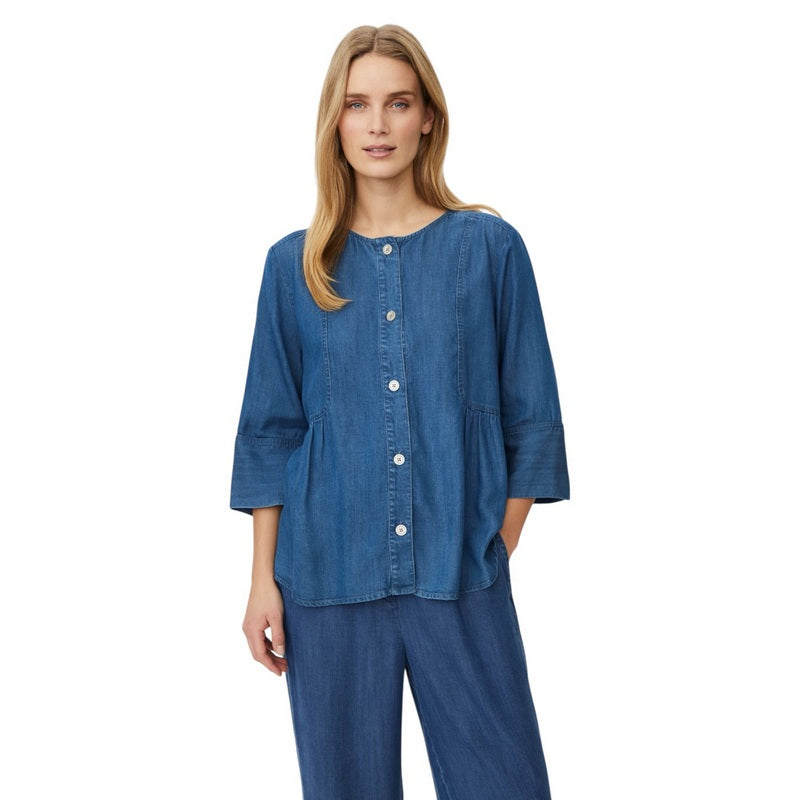 Masai Clothing Juvila Thin Jacket Washed Denim 1011962-2102S on model front