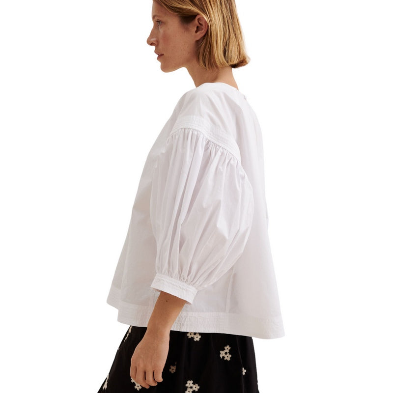 Masai Clothing Ma Dorita Oversize Top in White 1007821-1000S on model side