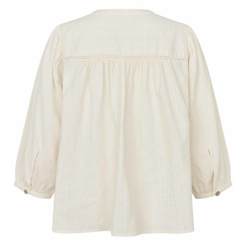 Masai Clothing Malthara Striped Cotton Shirt Whitecap Cream 1011980-1025S rear