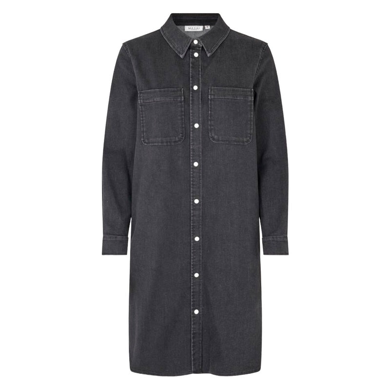 Masai Clothing Ma Nidil Denim Shirt Dress in Black 1007923-0001S front