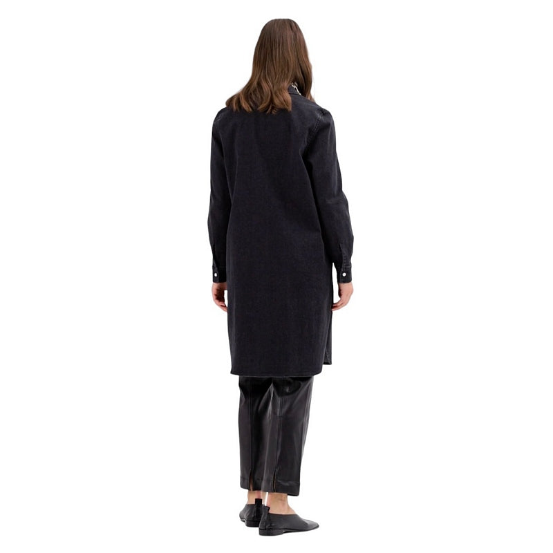 Masai Clothing Ma Nidil Denim Shirt Dress in Black 1007923-0001S on model back