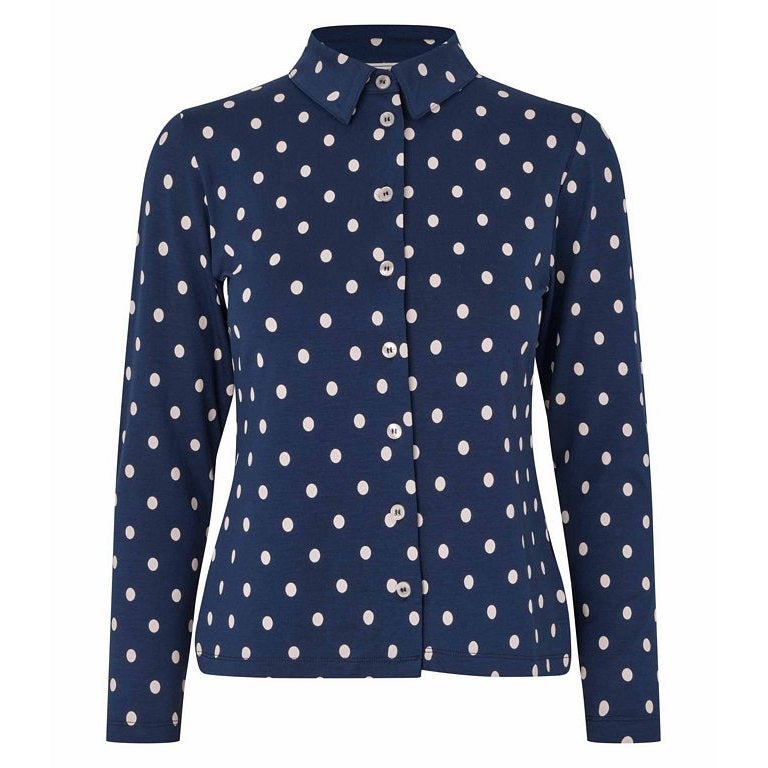Masai Clothing Malviona Spotted Shirt Navy Blazer 1012225-2002P front