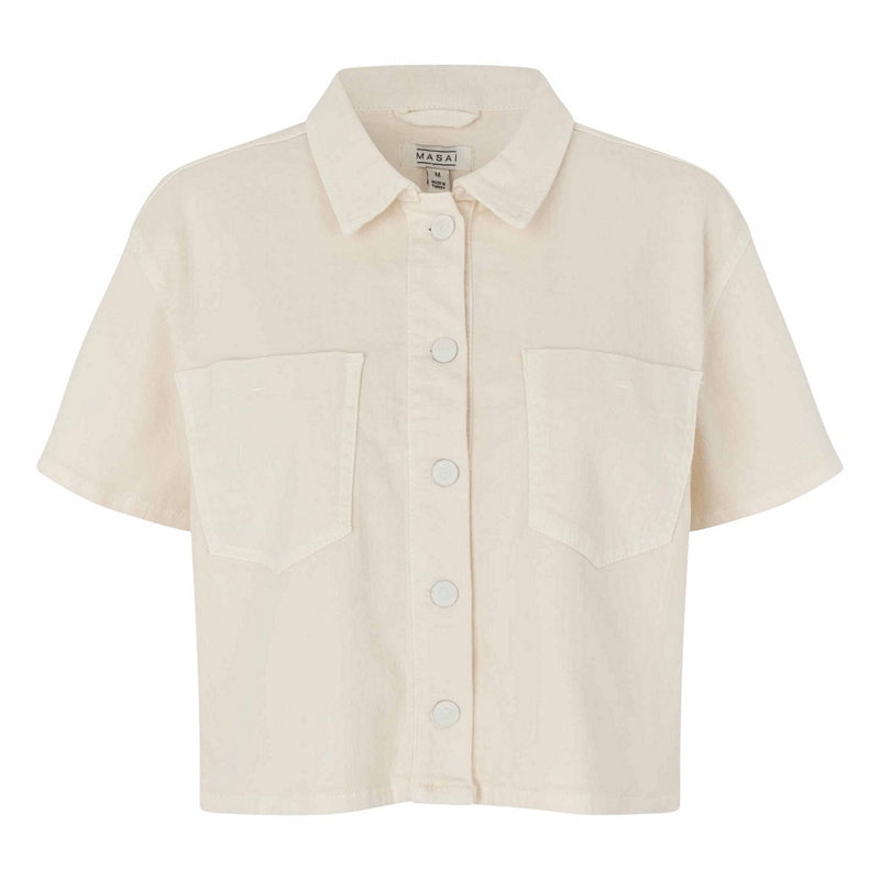 Masai Clothing Malvonelle Denim Stretch Shirt Jet Stream Cream front