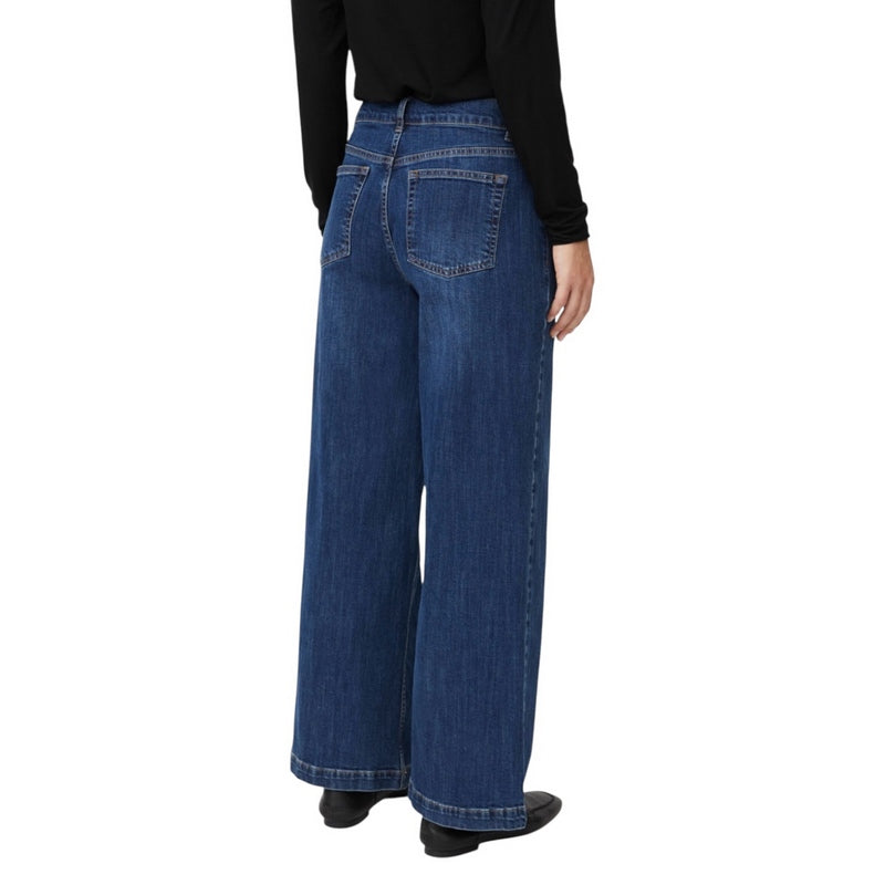 Masai Clothing Passang Fitted Trousers Blue Denim 1011852-2022S on model rear