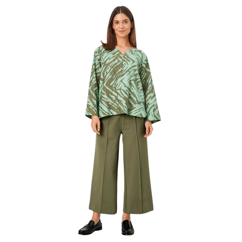 Masai Clothing Piana Fitted Cropped Trousers Lichen Green 1003987-3066S on model 2