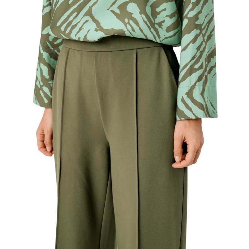 Masai Clothing Piana Fitted Cropped Trousers Lichen Green 1003987-3066S on model detail