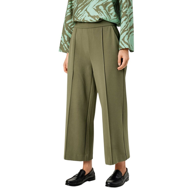 Masai Clothing Piana Fitted Cropped Trousers Lichen Green 1003987-3066S on model front