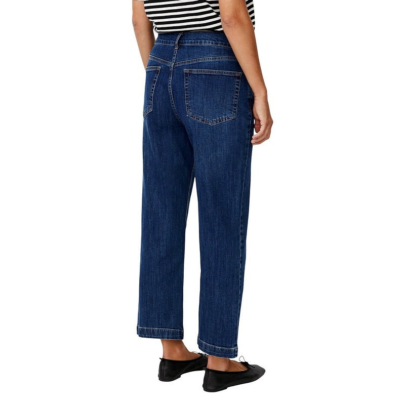 Masai Clothing Portiscan Cropped Trousers Blue Denim 1011853-2022S on model rear