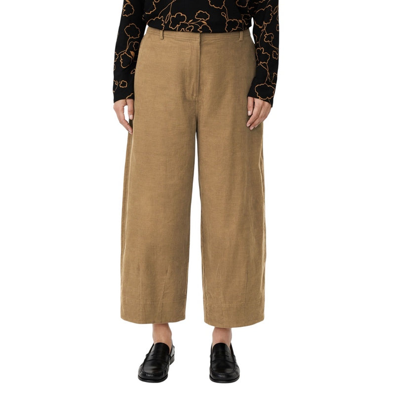 Masai Clothing Pylenna Baby Corduroy Cropped Trousers Petrified Oak 1013138-4101S on model front